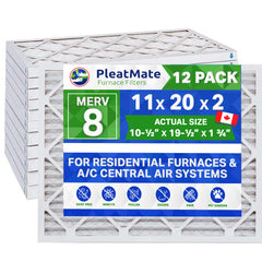 11x20x2 Furnace Filter MERV 8 Pleated Filters. Case of 12