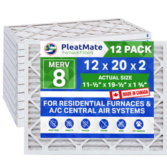 12x20x2 MERV 8 Pleated Filters. Case of 12 MADE IN CANADA by FurnaceFilters.Ca