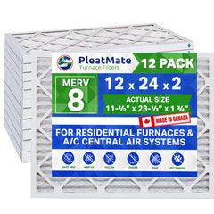 12x24x2 MERV 8 Pleated Filters. Case of 12 MADE IN CANADA by FurnaceFilters.Ca