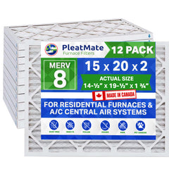 15x20x2 Furnace Filter MERV 8 Pleated Filters. Case of 12 MADE IN CANADA by FurnaceFilters.Ca