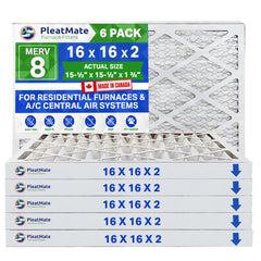 16x16x2 Furnace Filter MERV 8 Pleated Filters. Case of 6 - MADE IN CANADA by FurnaceFilters.Ca