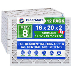 16x20x2 Furnace Filter MERV 8 Pleated Filters. Case of 12