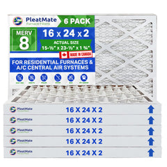 16x24x2 Furnace Filter MERV 8 Pleated Filters. Case of 06 - MADE IN CANADA by FurnaceFilters.Ca