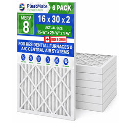 16x30x2 Furnace Filter MERV 8 Custom Sized Pleated Filters. Case of 6 - MADE IN CANADA by FurnaceFilters.Ca