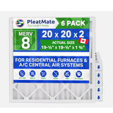 20x20x2 Furnace Filter MERV 8 Pleated Filters. Case of 06 - MADE IN CANADA by FurnaceFilters.Ca
