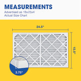 Aerostar 16x25x4 MERV 10 Furnace and A/C Air Filter. Actual/Exact Size: 15 1/2 x 24 1/2 x 3 5/8 Inches. Case of 4