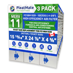 16x25x4 3/8 Honeywell Sized Replacement Filter. Actual Size 15 15/16 x 24 7/8 x 4 3/8. MERV 11. Case of 3 Made by Furnace Filters.Ca
