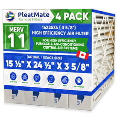16x25x4 MERV 11 3M Filtrete Size Replacement Filters. Actual Size 15 1/2" x 24 1/2" x 3 5/8" Case of 4 Made by Furnace Filters.Ca