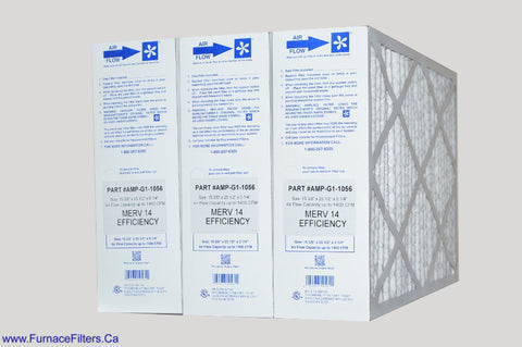 York G1-1056 Furnace Filter MERV 14/15. Actual Size 15 3/8" x 25 1/2 x 5 1/4." Case of 3