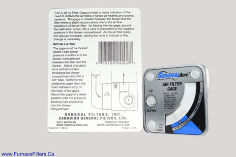 Generalaire Air Filter Guage, Model G-99